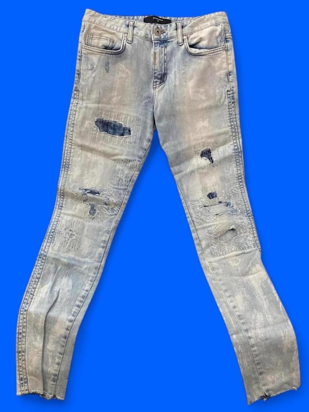 Represent Men's Skinny Distressed Light Blue Jeans